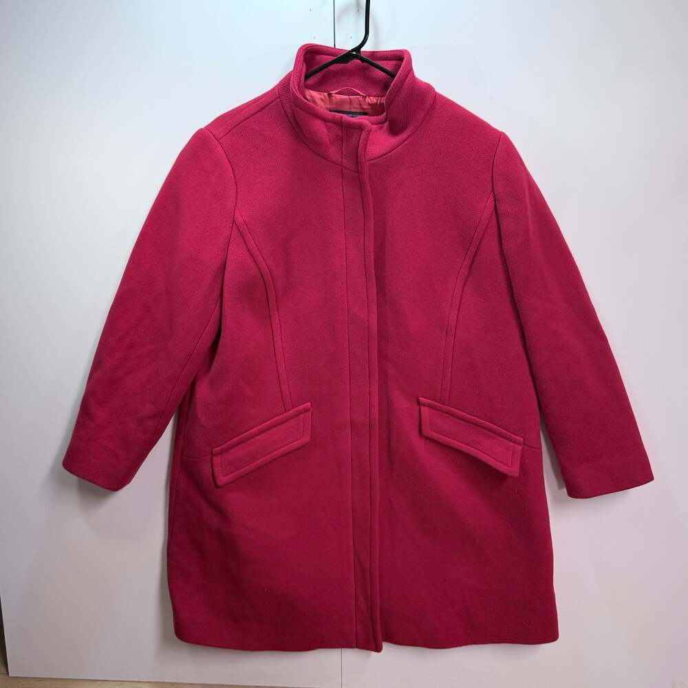 Talbots Plus Size Red Wool-Blend Funnel Neck Coat